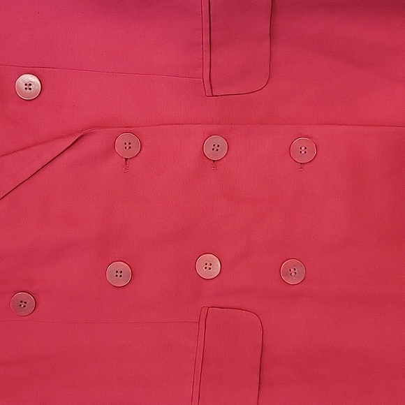 VINTAGE 90S Linen Double Breasted Boss Lady Red Long Line Blazer Small - Picture 2 of 13